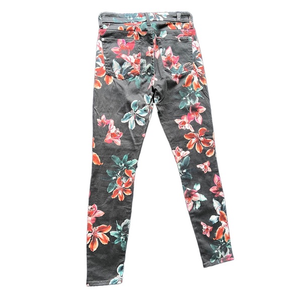 7 For All Mankind Black Floral Jeans with Colorful Flower Patterns Women’s 26 - Picture 2 of 13